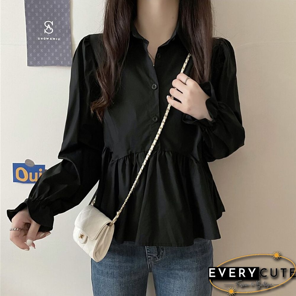 Spring Autumn Design Ruffles Shirts Women Elegant Sailor Collar Ladies Blouses Casual
