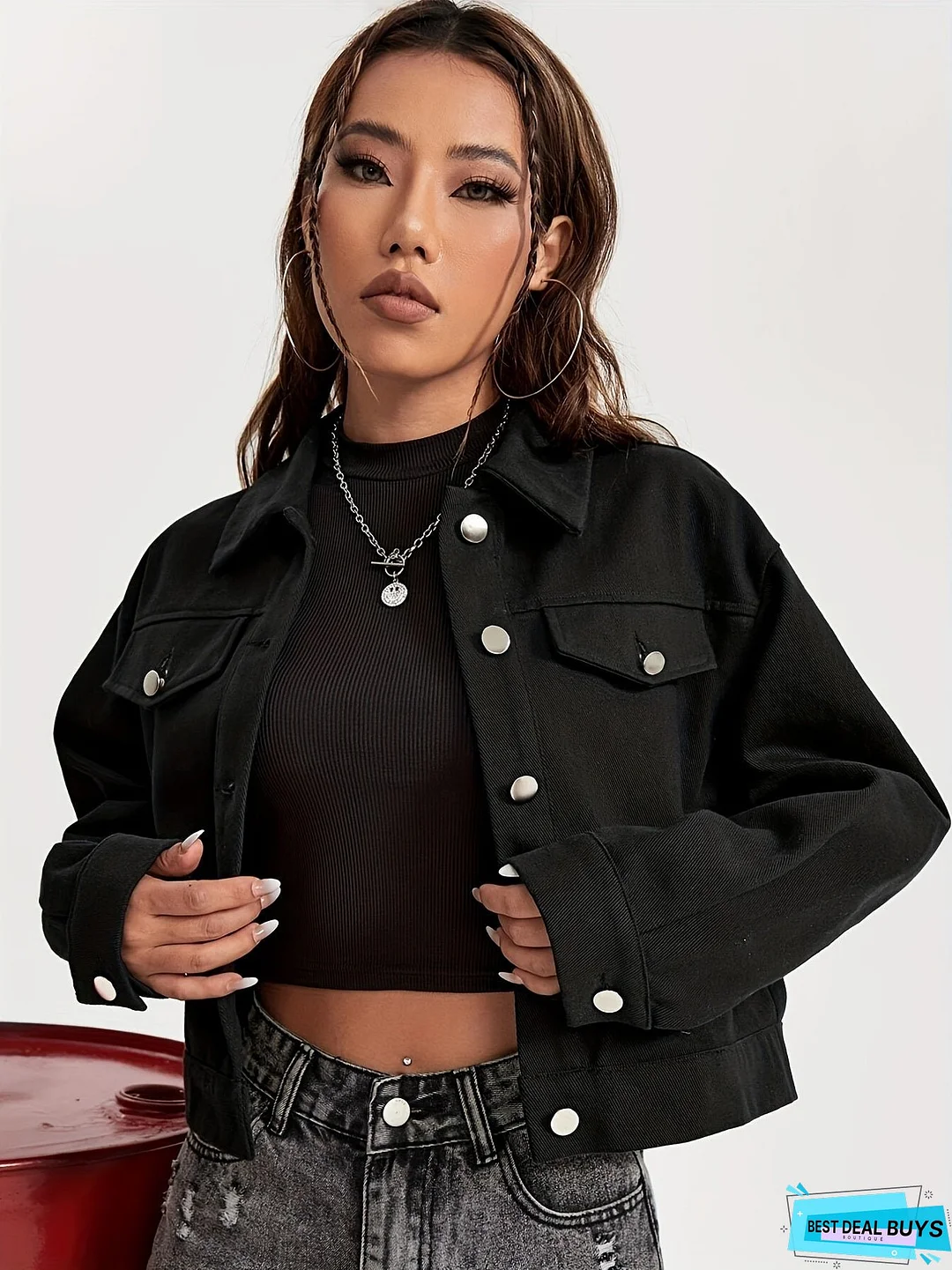 Halloween Skeleton Pattern Denim Coat, Long Sleeves Lapel Denim Jacket, Women's Denim Clothing