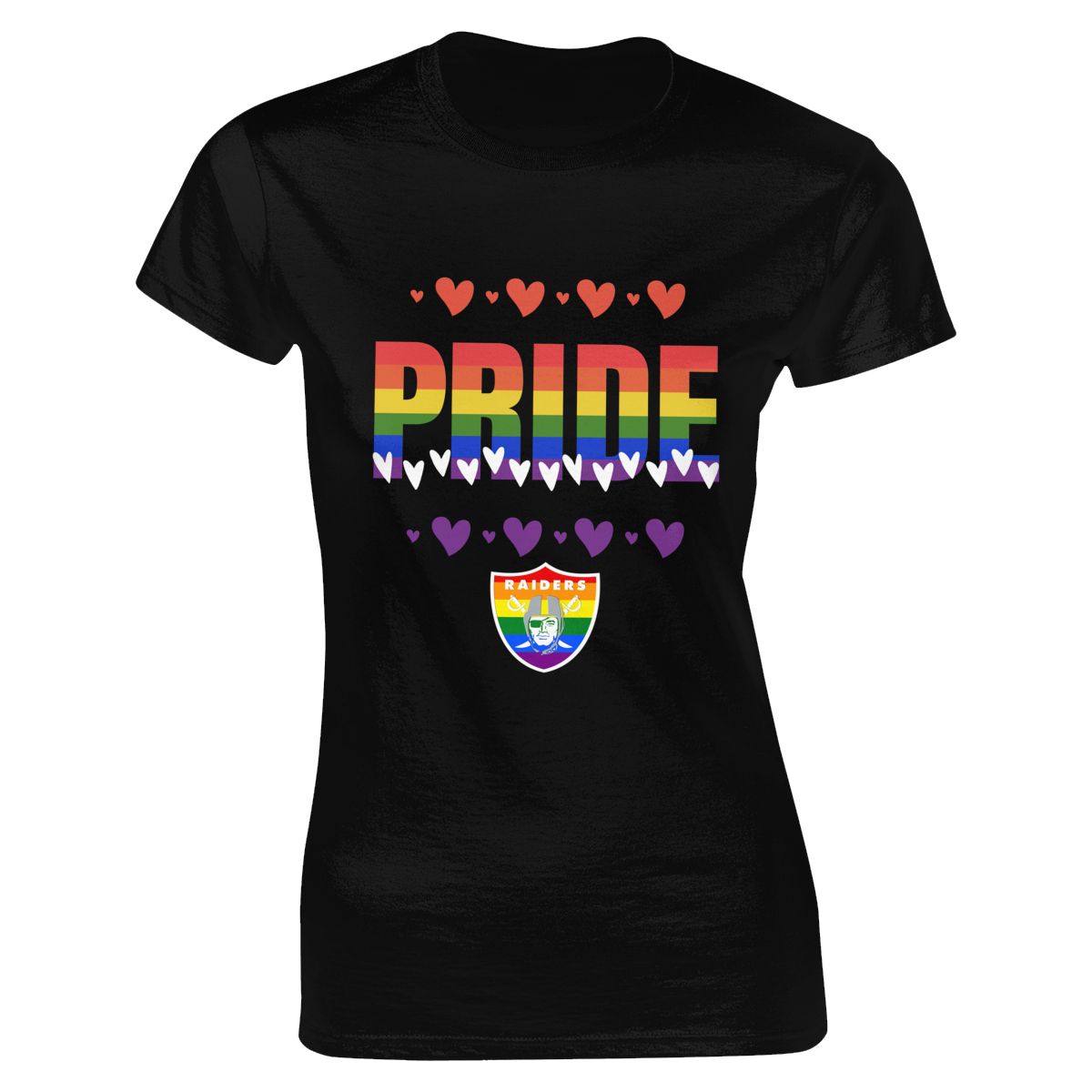 Las Vegas Raiders Hearts Pride Women's Crewneck T-Shirt