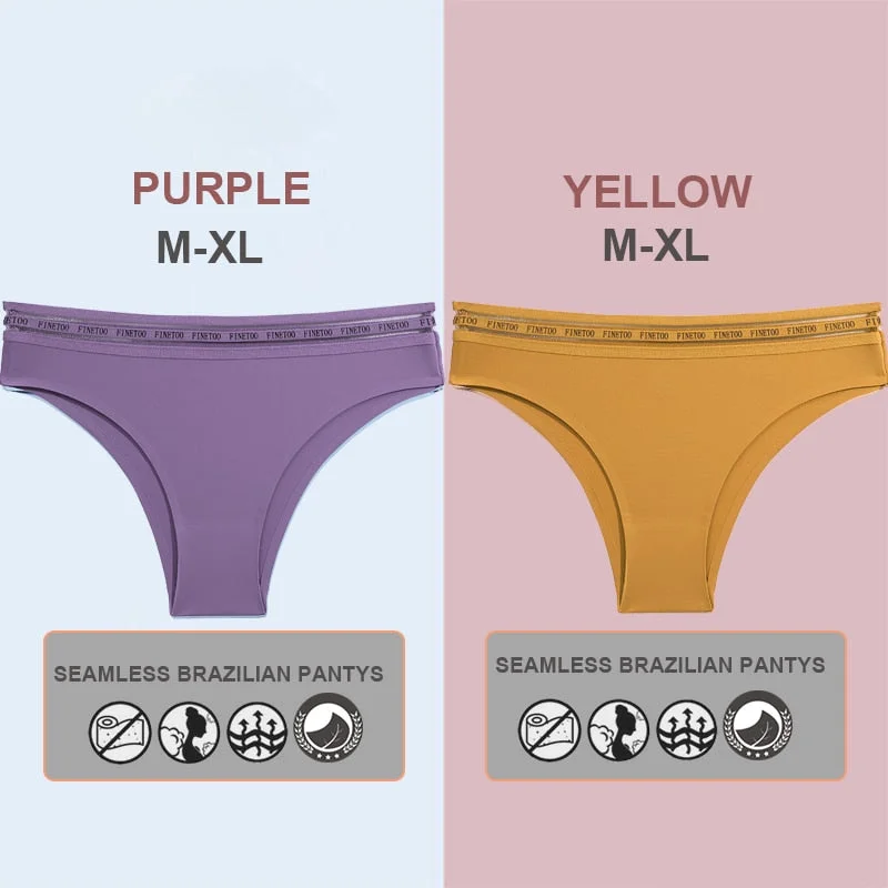 FINETOO 2PCS/Set Women Seamless Lingerie Letter Underpants Ladies 6 Solid Colors M-XL Woman Sexy Panties Briefs Underwear Thong