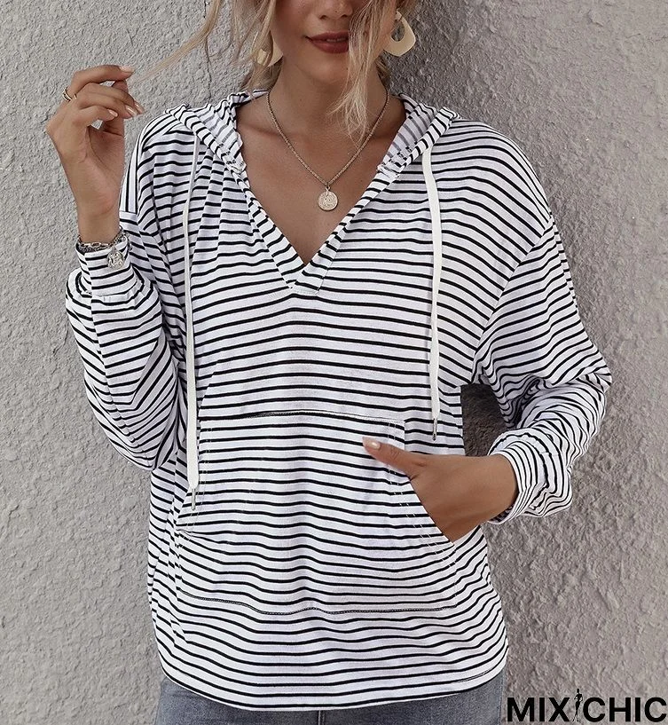 V Neck Cotton Long Sleeve Top