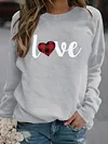 Women's Plaid Love Sweatshirt Long Sleeves Shirt