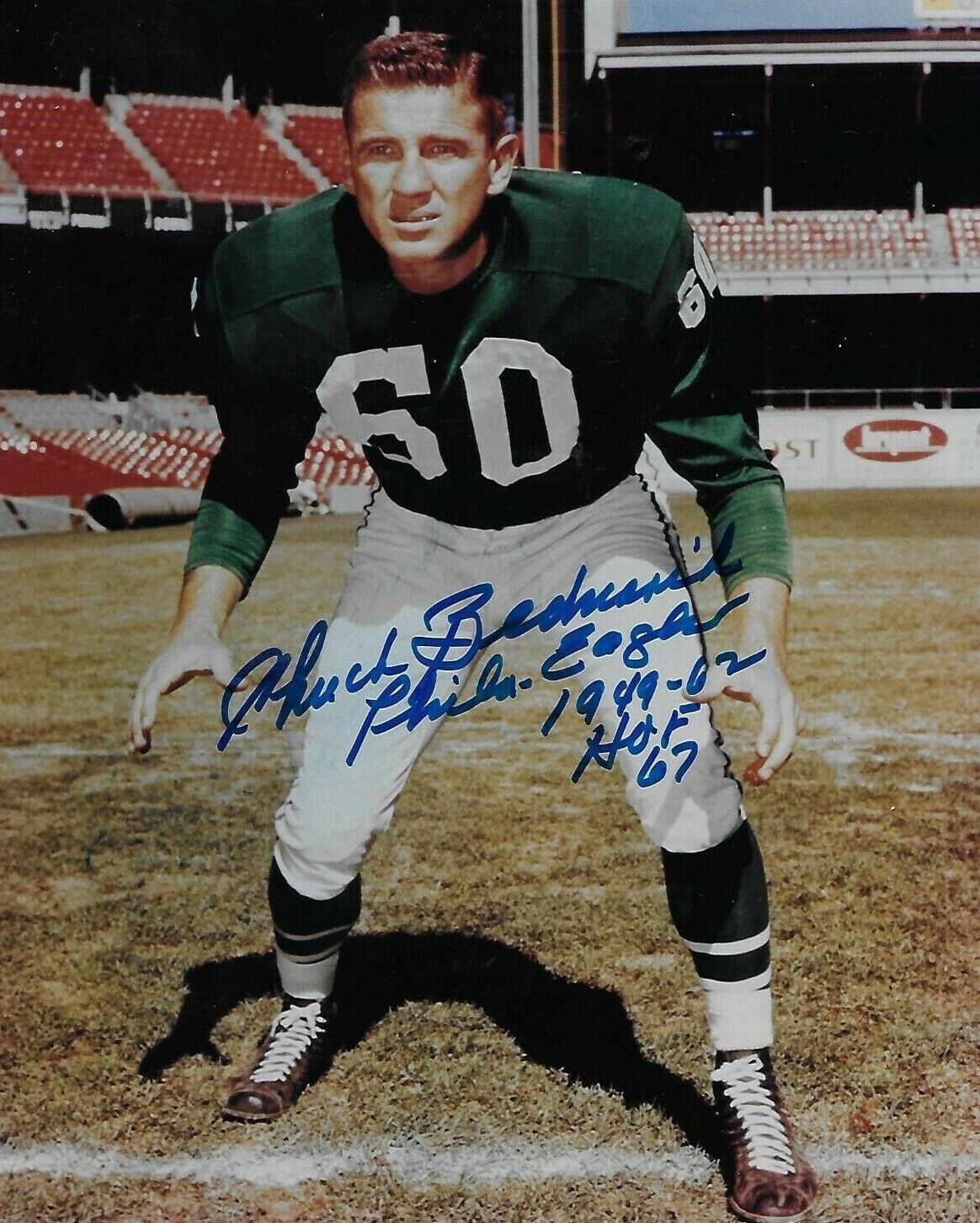 Chuck Bednarik Autographed Signed 8x10 Photo Poster painting ( HOF Eagles ) REPRINT