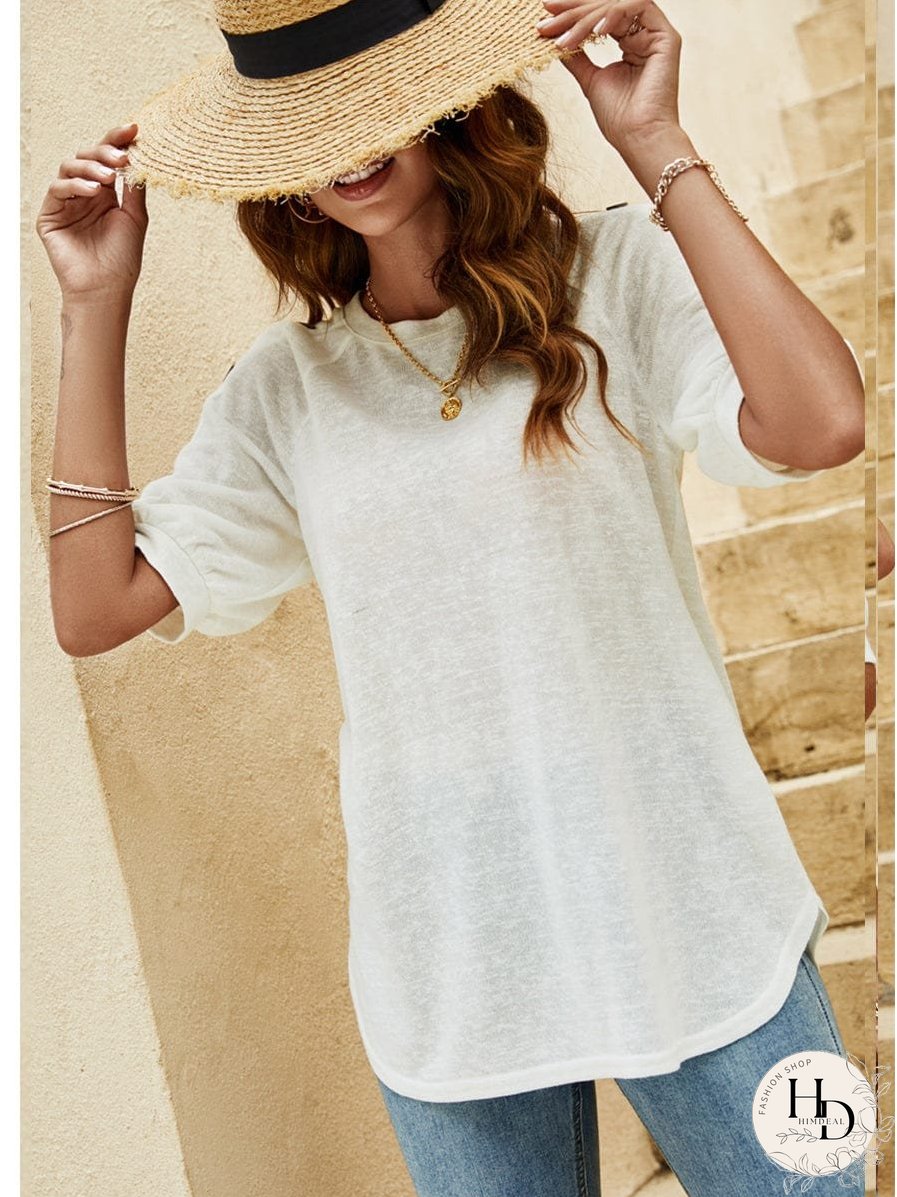Women's Casual Button Detail Half Sleeve T-Shirt