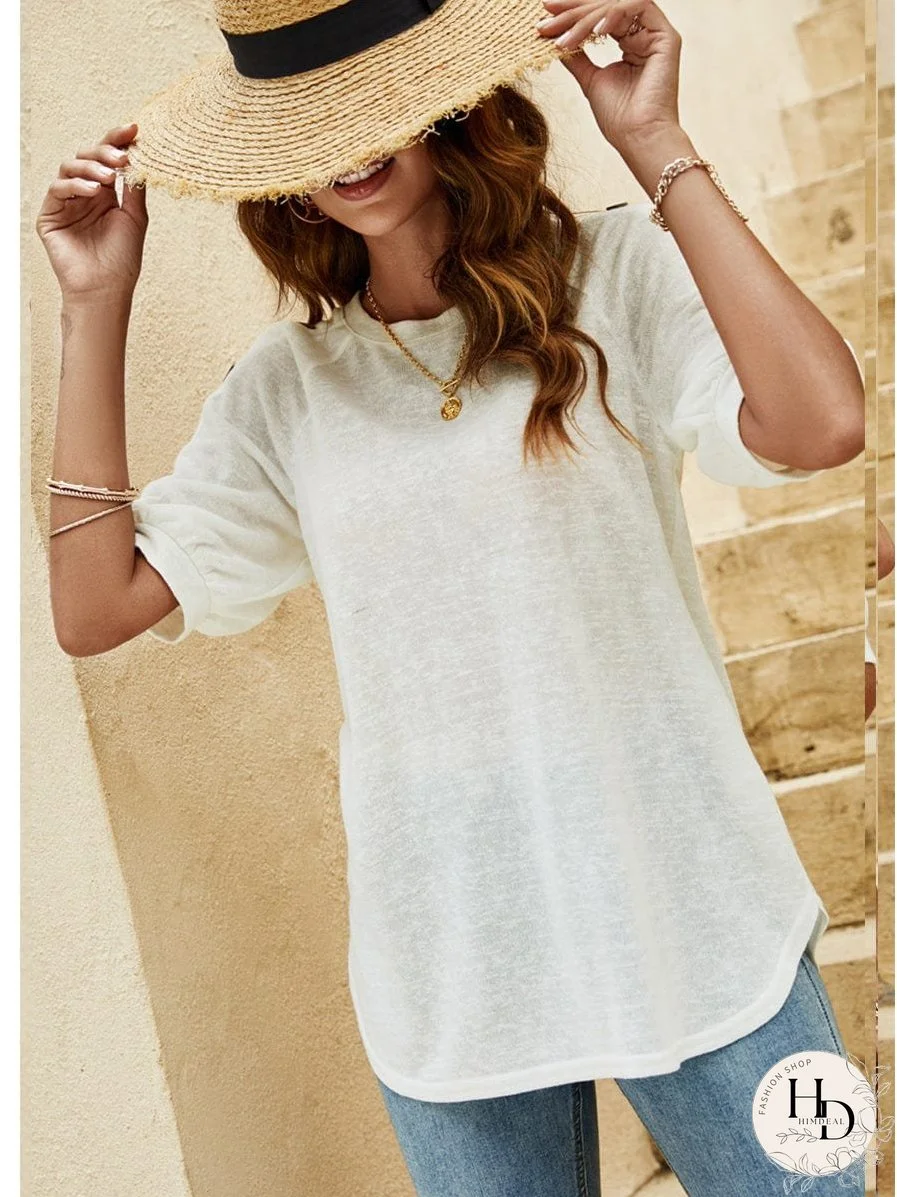 Women's Casual Button Detail Half Sleeve T-Shirt