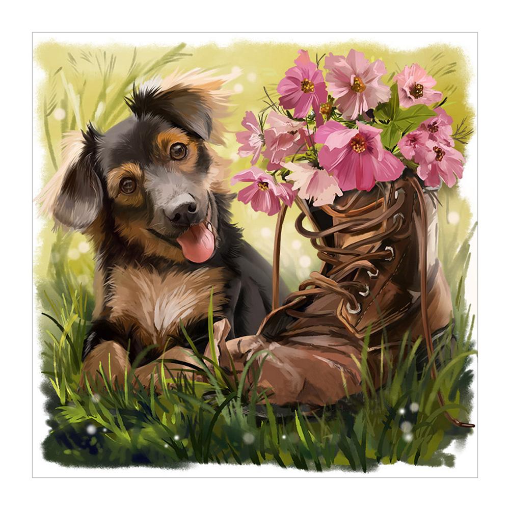

30*30CM - Dog Boots - Round Drill Diamond Painting, 501 Original