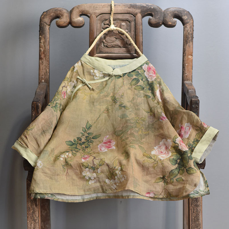 Original Chinese-style Digital Printed Classical Linen Shirt