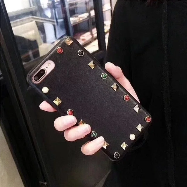 Luxury Leather Studded Phone Case