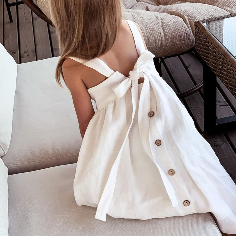 Rotimia Children's cotton linen strap dress