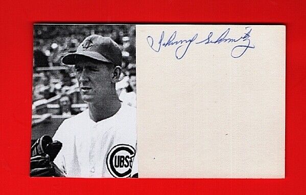 JOHNNY SCHMITZ-CHICAGO CUBS AUTOGRAPHED 3X5 W/Photo Poster painting-(d.2011)