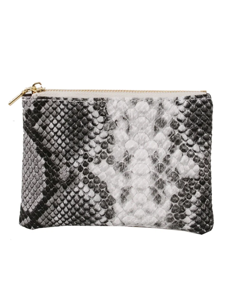 Fashion Women PU Snake Pattern Coin Purse Wallet Small Clutch Bag (Black)