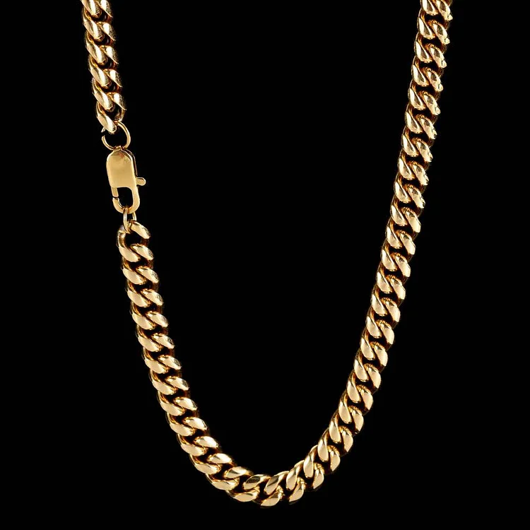 8MM 18K Gold Plated Classic Cuban Chain Stainless Steel Necklace-VESSFUL