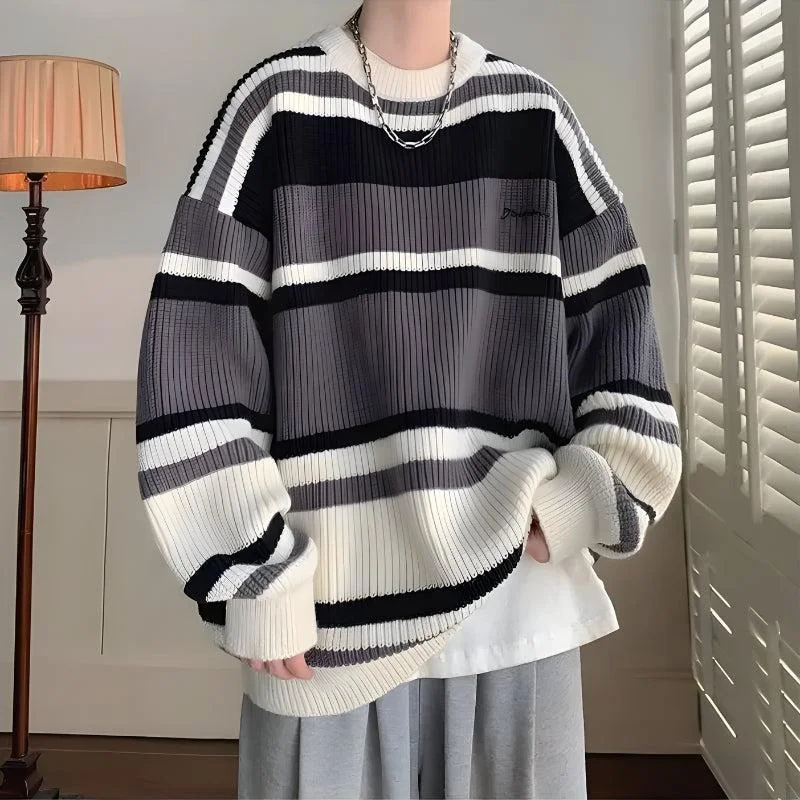 Brownm Striped Knitted Sweater