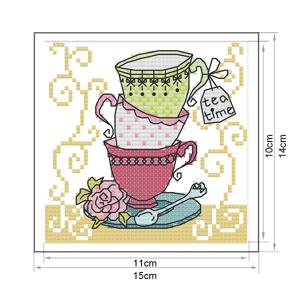 14ct Stamped Cross Stitch - Teacup(15*14cm)