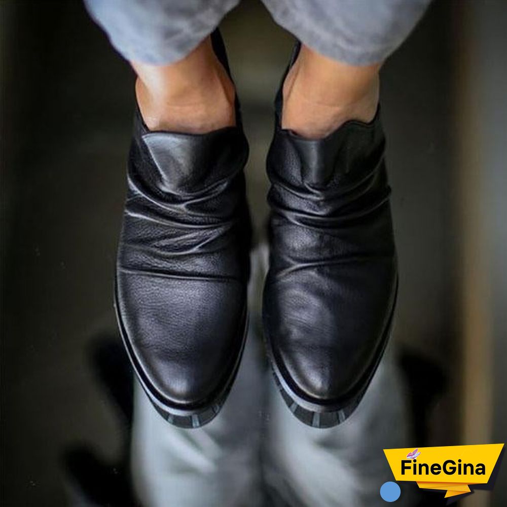Slip-On Low Heel Casual Boots