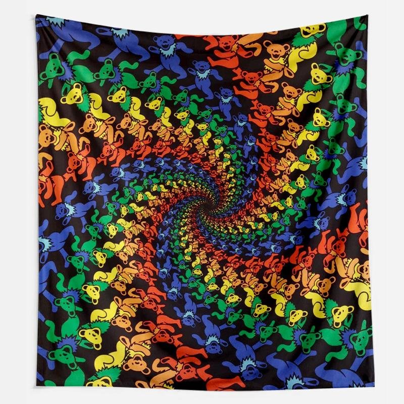 Grateful Dead - Spiral Bears 3D Trippy Wall Tapestry exclusive at Wallartsshop