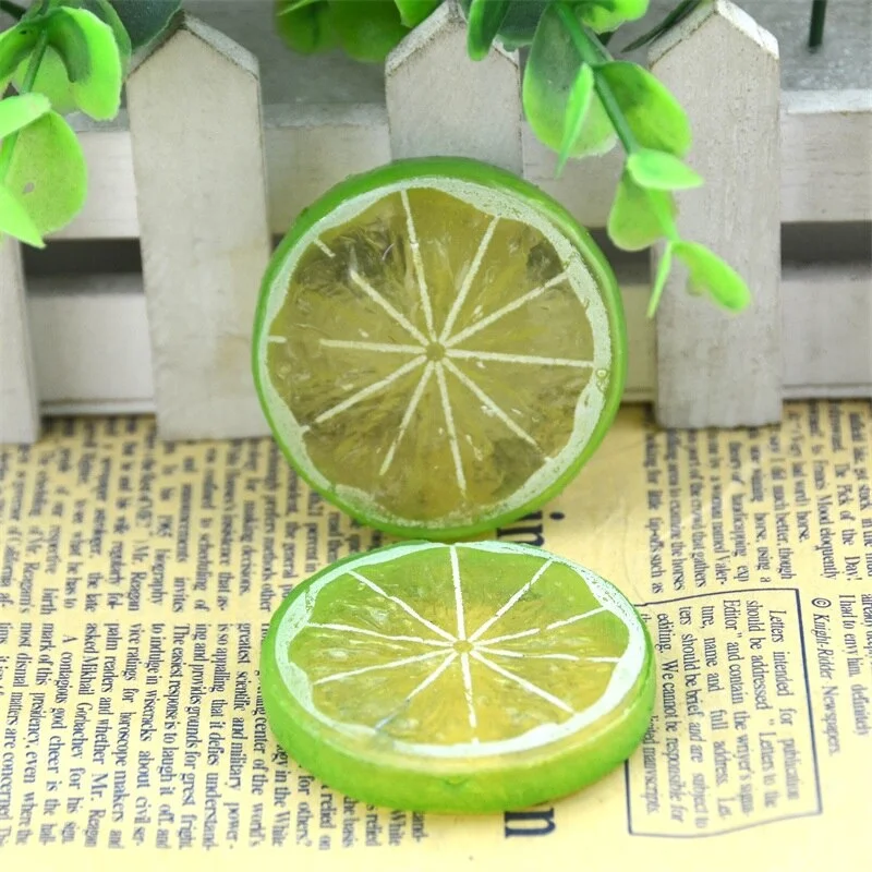 3PCS Mini Artificial Fruit Simulation Lemon Slices 3 Colors Resin Fake Artificial Fruit Model Party Kitchen Wedding Decoration