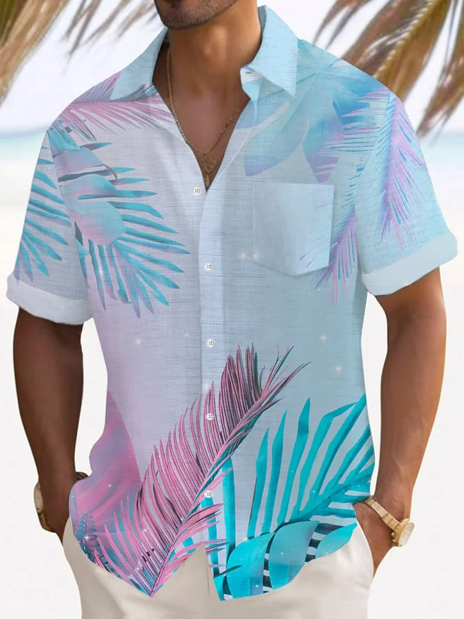 Men's Hawaiian Palms Resort Casual Shirt (With Pockets)