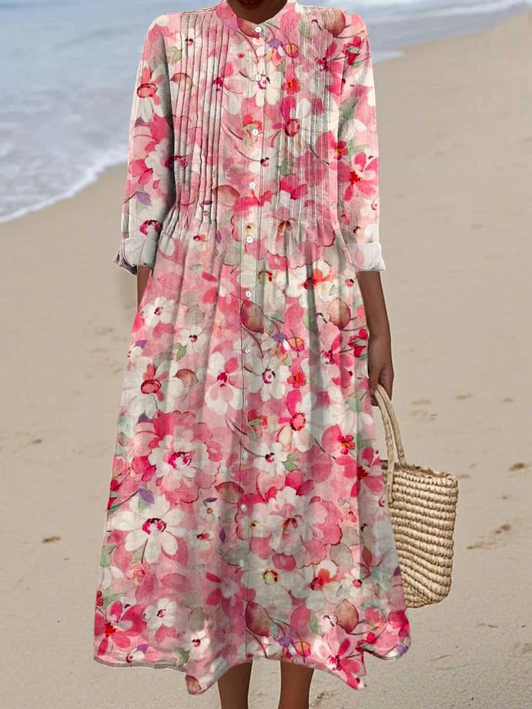 Women's Rose Art Flower Print Dress