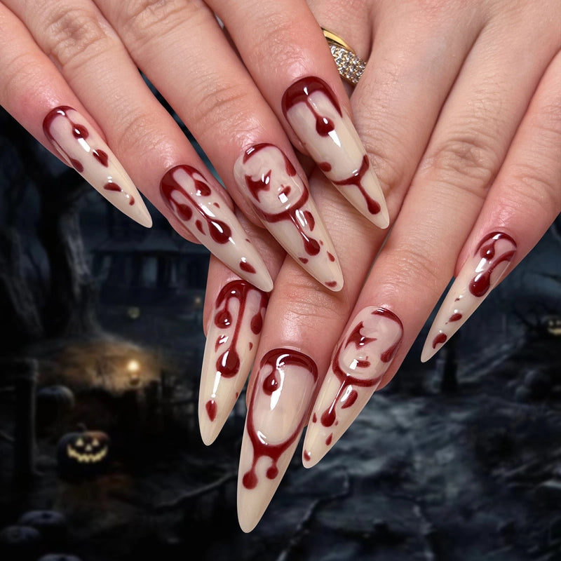 Halloween Cool Style Blood Stains Press-on Nails 1 Set