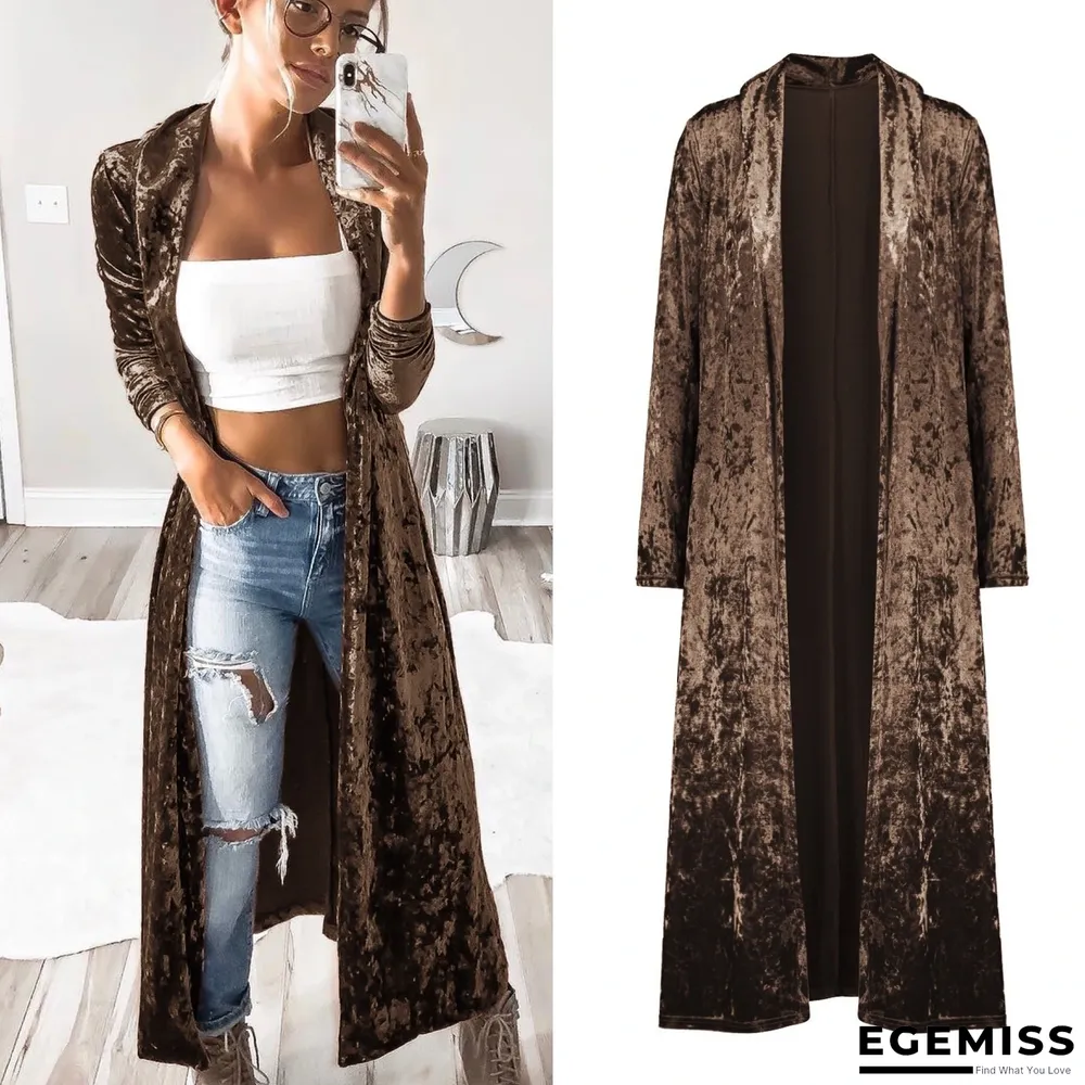 Long Sleeve Velvet Windbreaker Cardigan Coat | EGEMISS