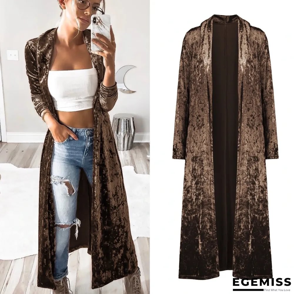 Long Sleeve Velvet Windbreaker Cardigan Coat | EGEMISS