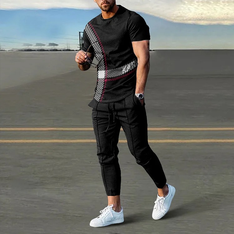 Men's Solid Sports Casual Short Sleeve Shirt And Pants Co-Ord