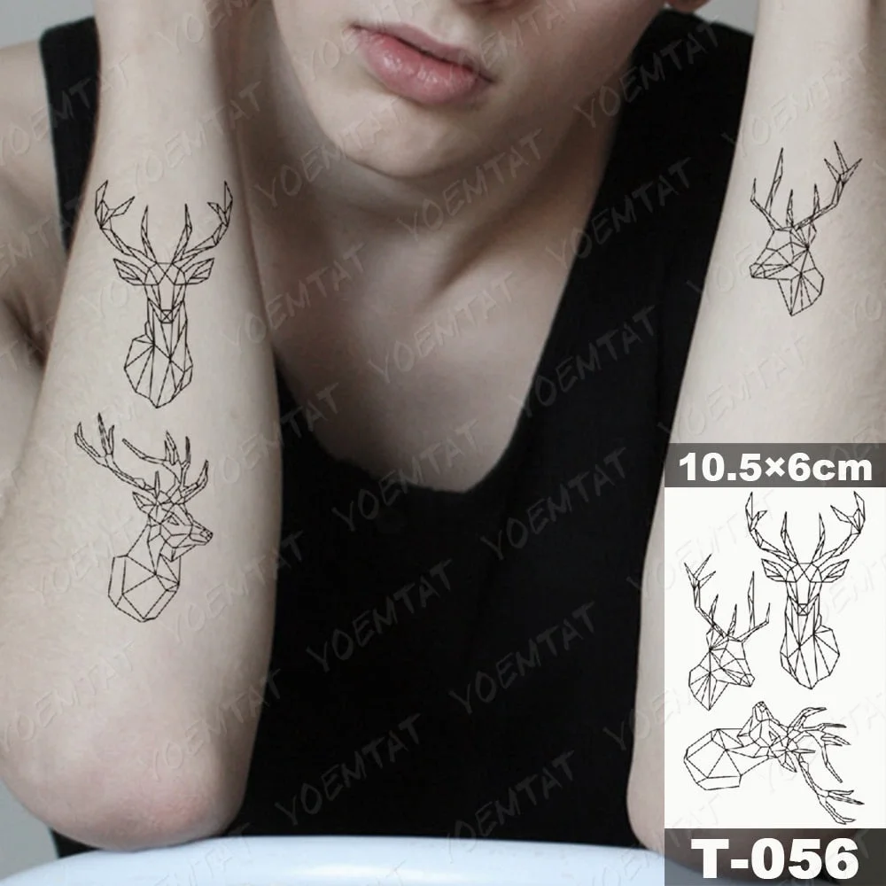 Waterproof Temporary Tattoo Sticker Moth Butterfly Wolf Snake Deer Panda Animal Flash Tatto Women Men Kids Body Art Fake Tattoos