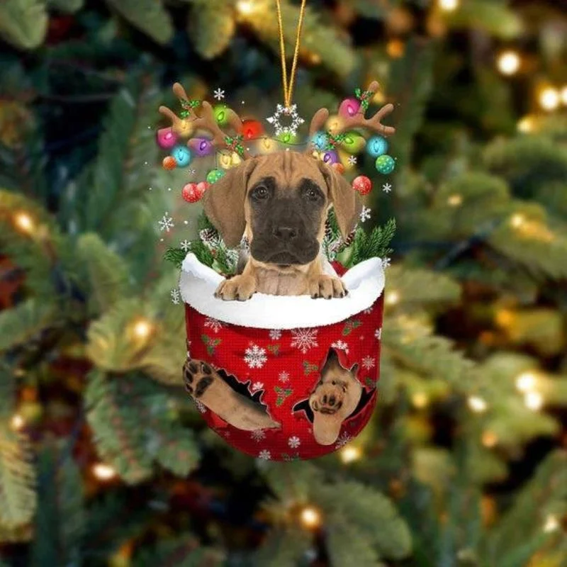 VigorDaily Great Dane In Snow Pocket Christmas Ornament SP251