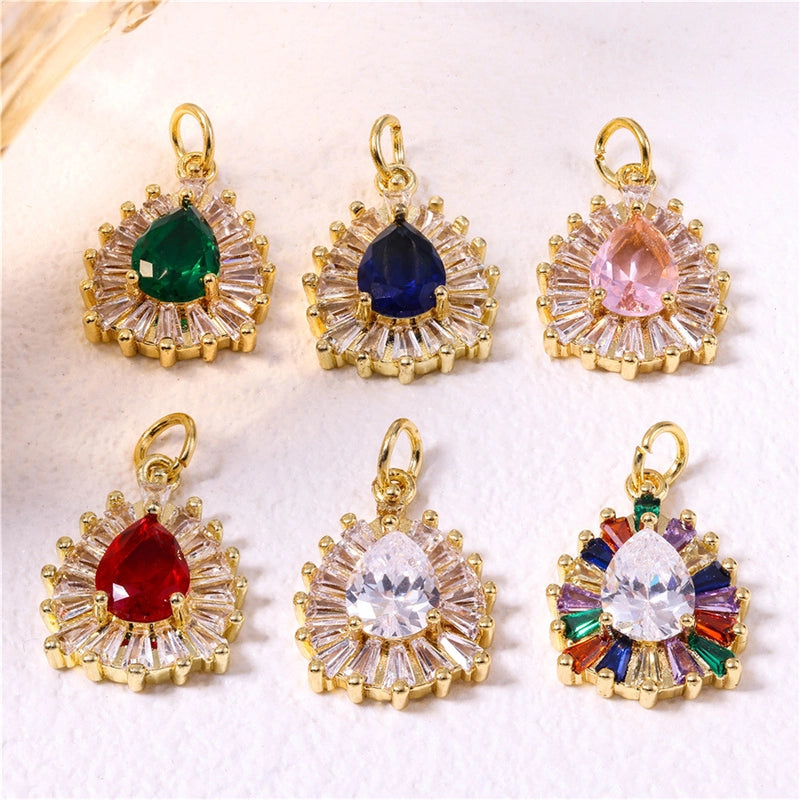 1 Piece Copper Zircon Water Droplets Pendant Jewelry Accessories