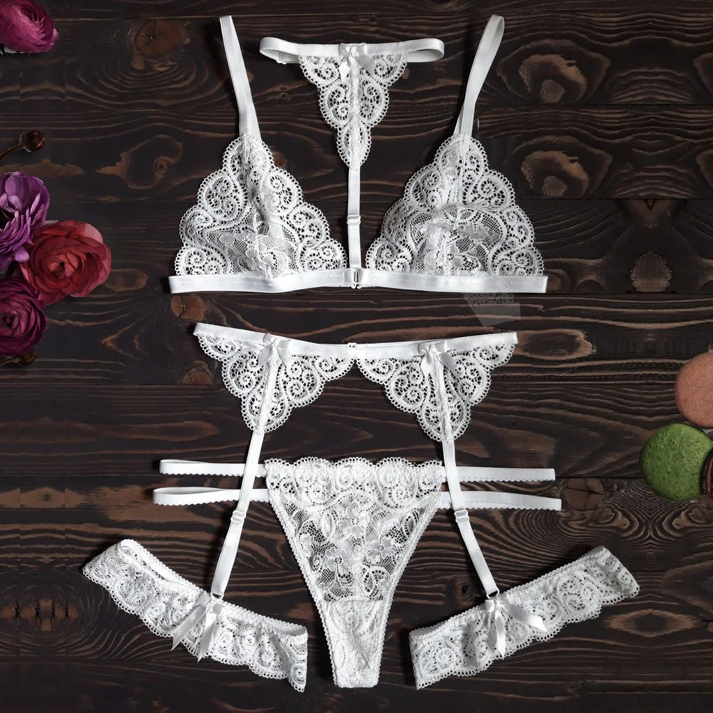 Women's lingerie set elegant sexy lace feather bra panty