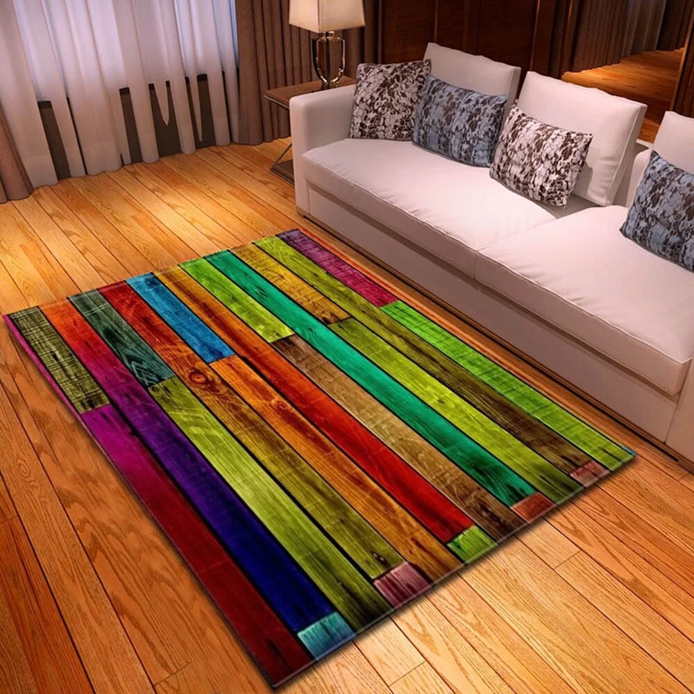 Carpet for Living Room Children's Room Rug Wood Grain Kids Room Decoration Large Carpet Home Hallway Floor Bedroom Bedside Mats