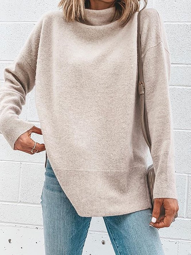 Turtleneck Long Sleeve Knitted Sweaters Zaesvini