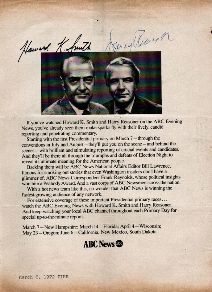 HOWARD K. SMITH and HARRY REASONER Signed Photo Poster painting