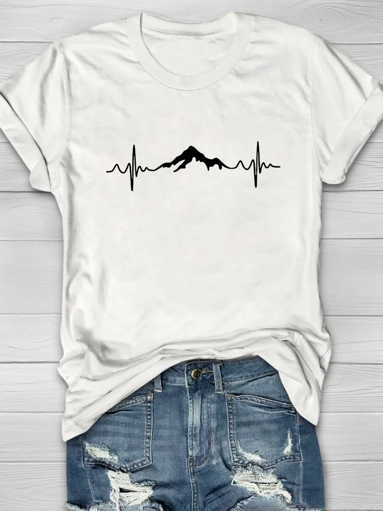 Eagerlys Outdoor Mountain Printed Casual T-shirt Eagerlys
