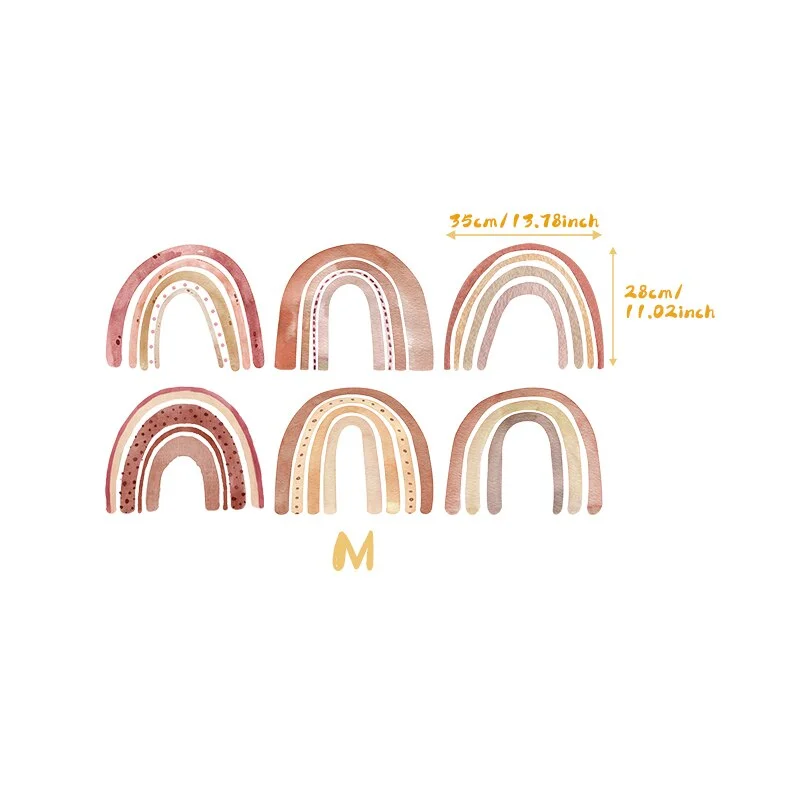 Creative Watercolour Brown Big Rainbow Kindergarten Wall Stickers for Children's Room Living Room Nursery Home Decor Wallpaper