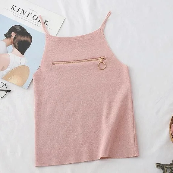 Uveng Uveng Hottie Sexy Care Machine Chest Zipper Slings Summer Dress Women Wear Repair Small Vest Tide