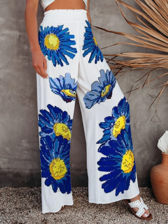 Long Sleeve Floral Casual Pants