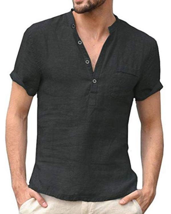 Mens Cotton Blend Solid Buttons Casual Shirts - Chicaggo