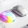 Wireless Gaming Mouse,Portable Dual Mode (2.4GHz+BT5.0) Fully Transparent Cute Mice,Battery Digital Display,RGB Backlight Rechargeable Silent Mice,for Laptop/iPad/Phone/PC/Mac