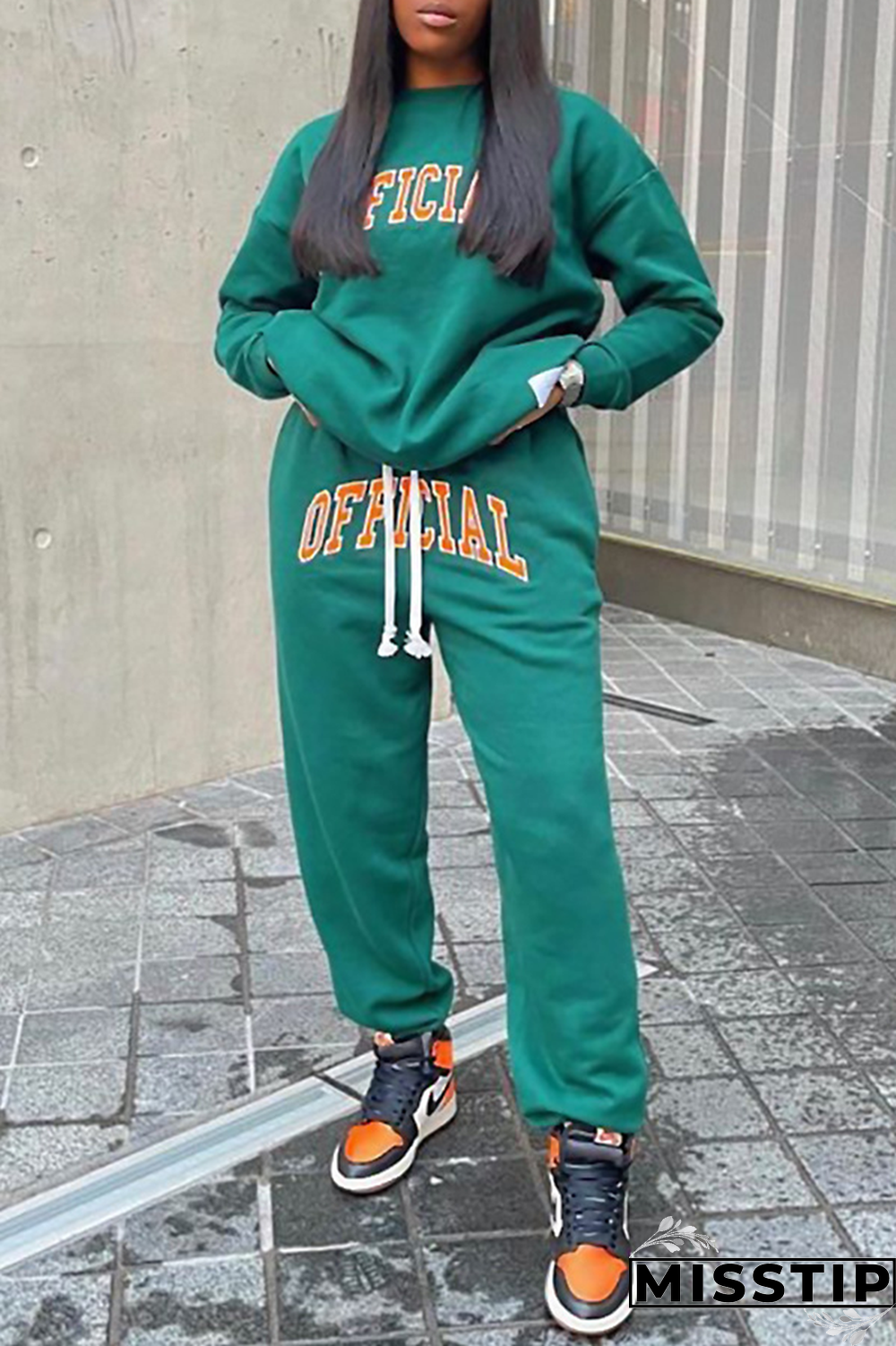 Black Casual Print Patchwork O Neck Long Sleeve Two Pieces