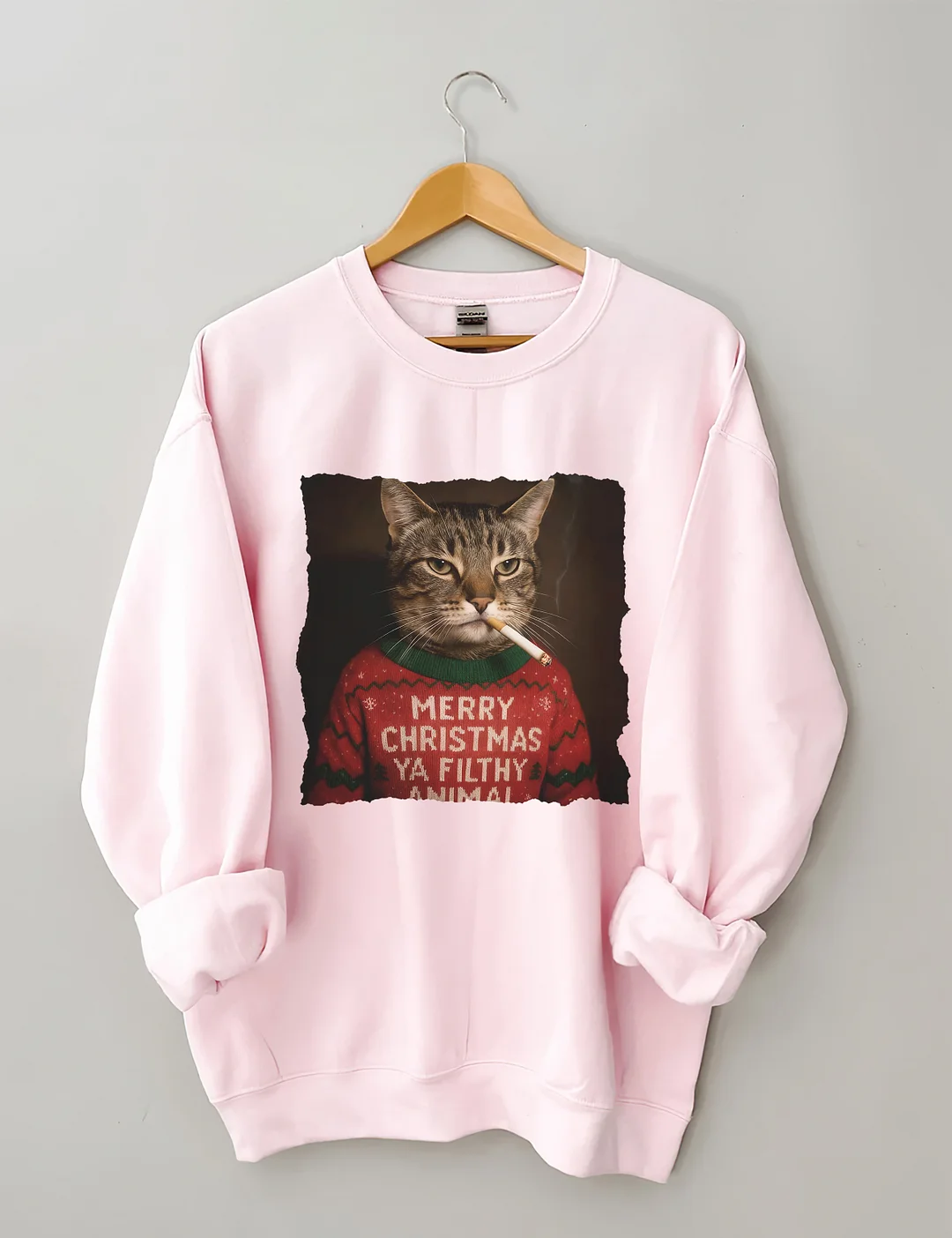 Funny Christmas Smoking Cat Sweatshirt