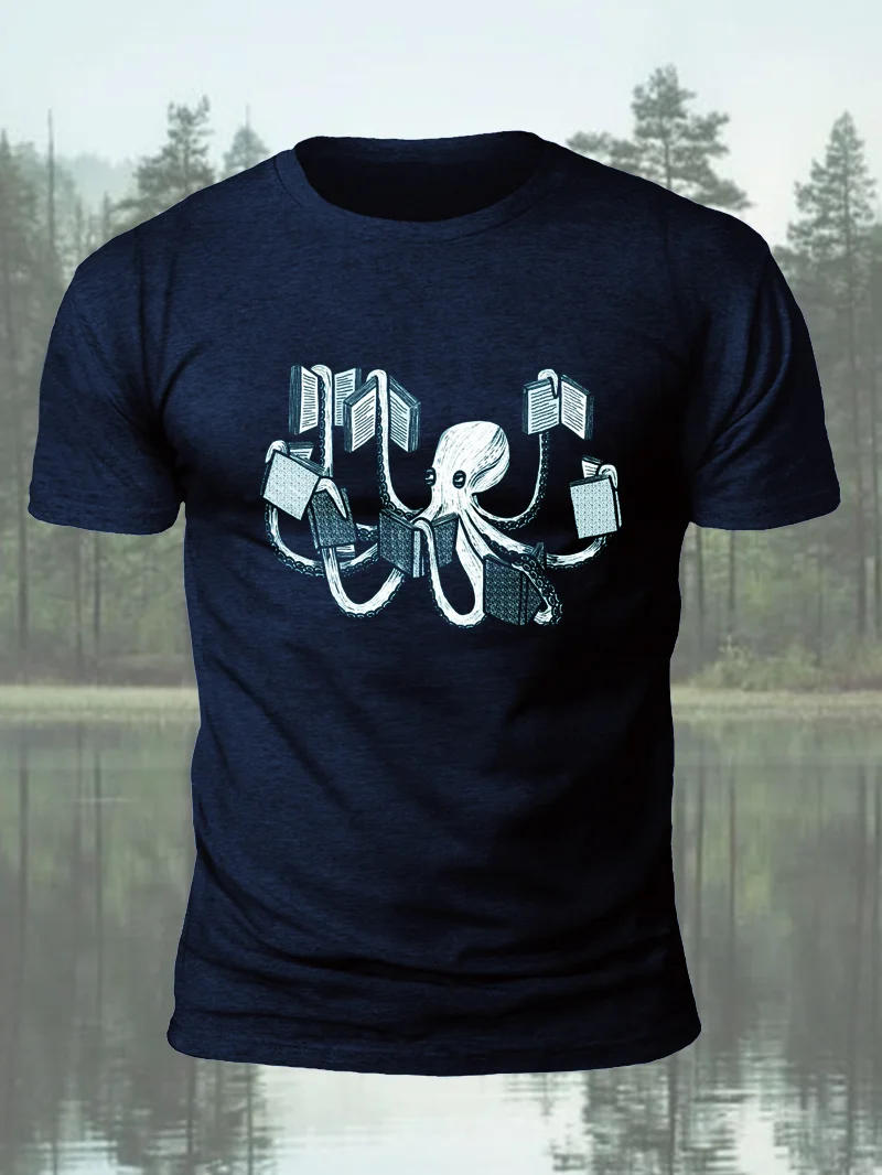Creative Octopus Print Men's Short Sleeve T-Shirt in  mildstyles