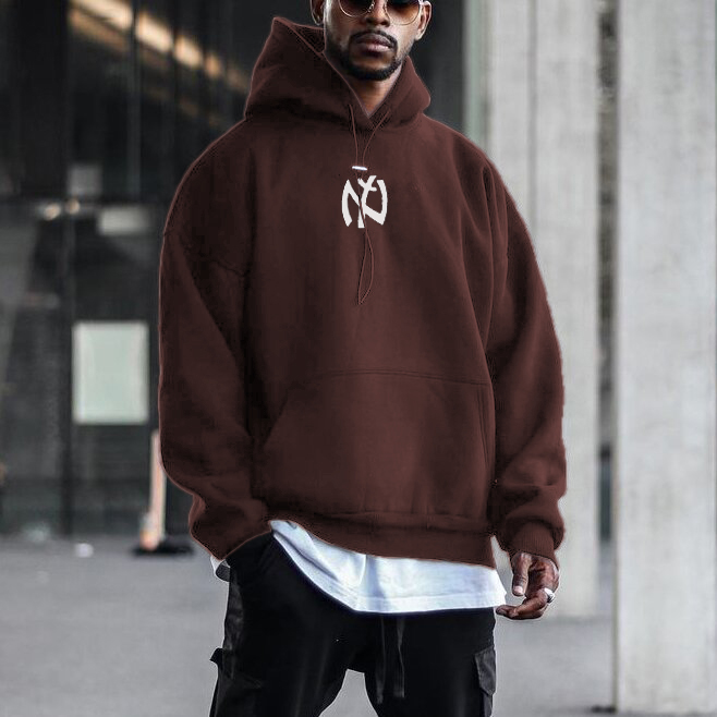 Men's Modern Casual Printed Color Long Sleeve Hoodie