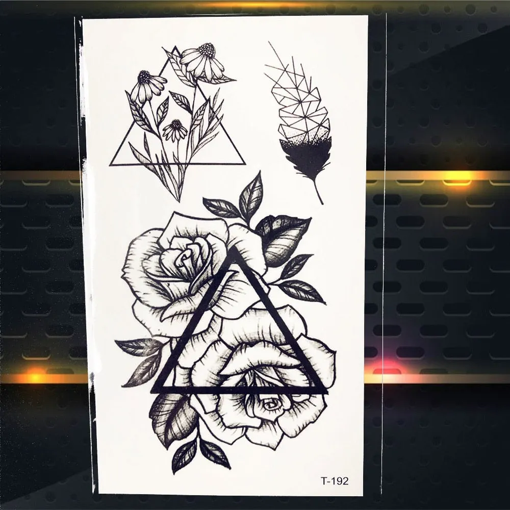 Cute Geometric Planet Temporary Tattoo For Children Girl Moon Forest Waterproof Fake Black Tattoo Stickers Kids Women Ear Tatoos