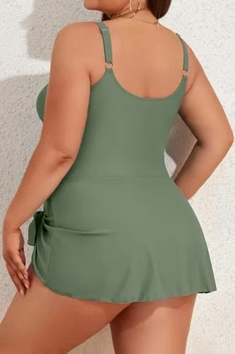 Plus Size Tummy Control Swimdress for Women One Piece