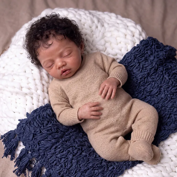 [Pre-Order] Babeside Eloda 20" African American Girl Reborn Doll &ndash; Sleeping Baby with Hand-Rooted Hair & Knit Outfit