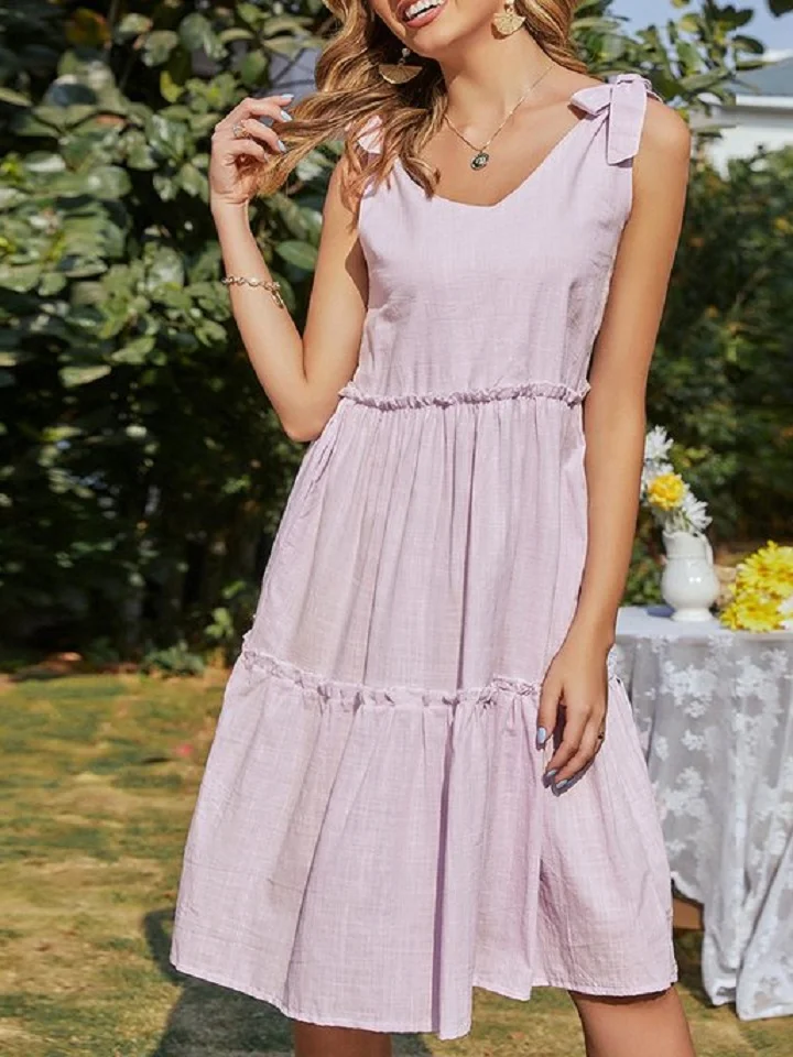 Cotton and Linen Bow Tie Dress