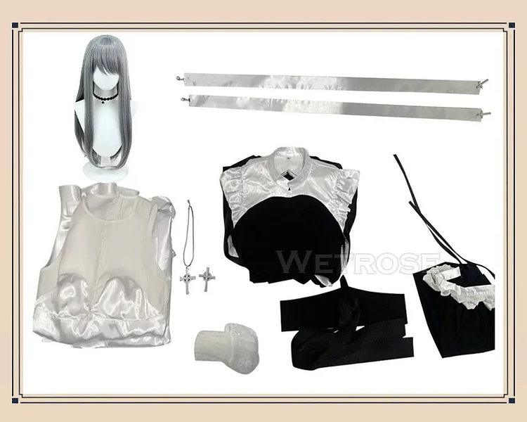 【Wetrose】In Stock Sexy Nun Cosplay Costume Sexy Lingrie Role-Playing Chowbie Authorized Battle Sister Angel Bride Wedding Dress Coswear Set Wig Halloween Cos OC