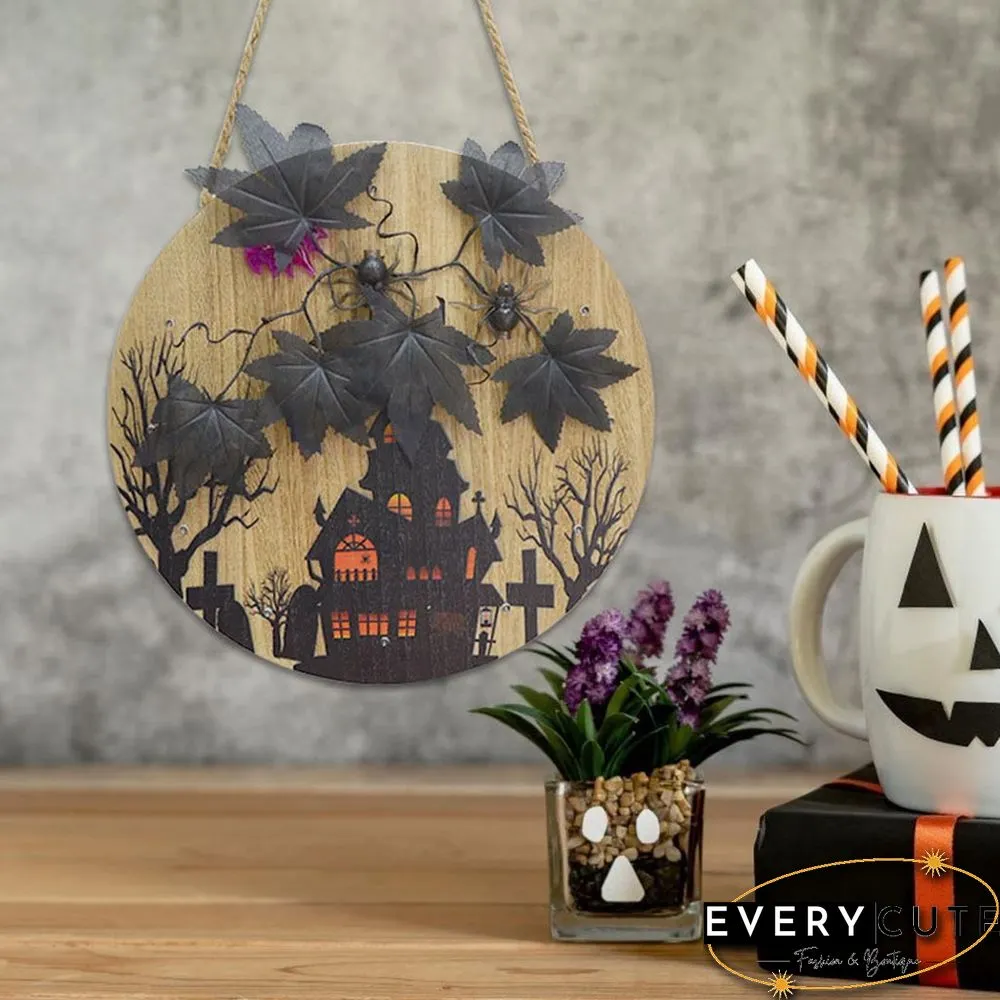Halloween Theme Wooden Sign With Lights For Home Decoration
